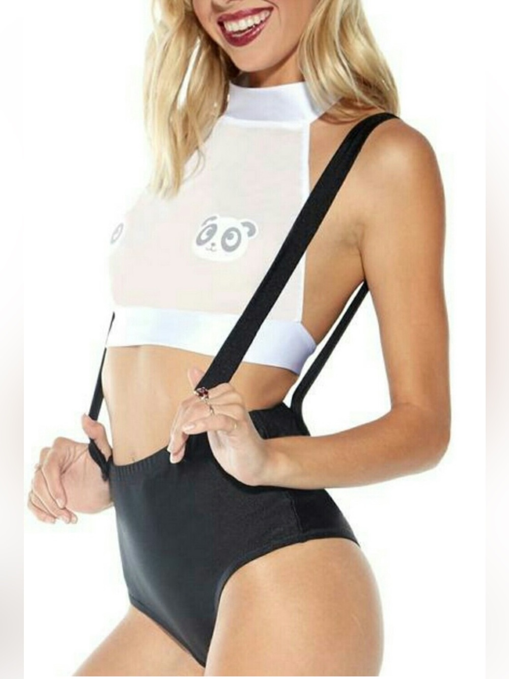 iHeartRaves Festival Rave Black High Waisted Booty Shorts w Suspenders. Size L